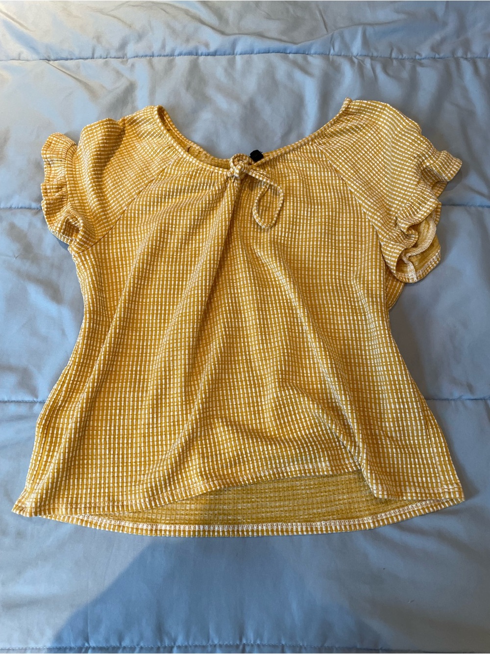 W5 Yellow Textured Tie-Front Women’s Top